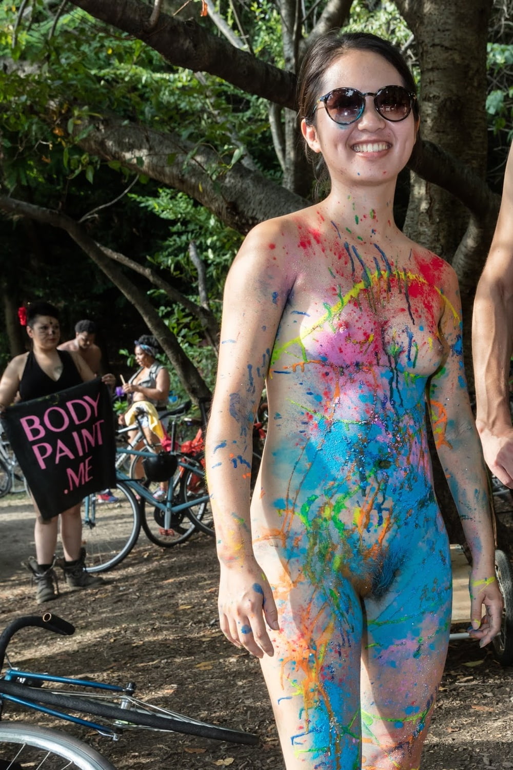 Naked body paint public