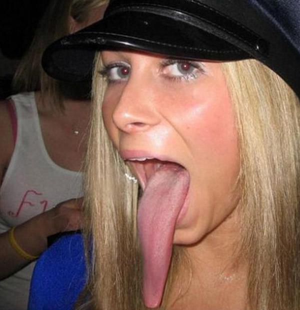 Long tongue lesbian licking