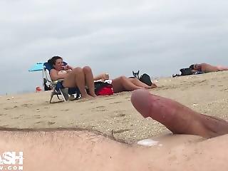 Nudist japanese handjob penis on beach